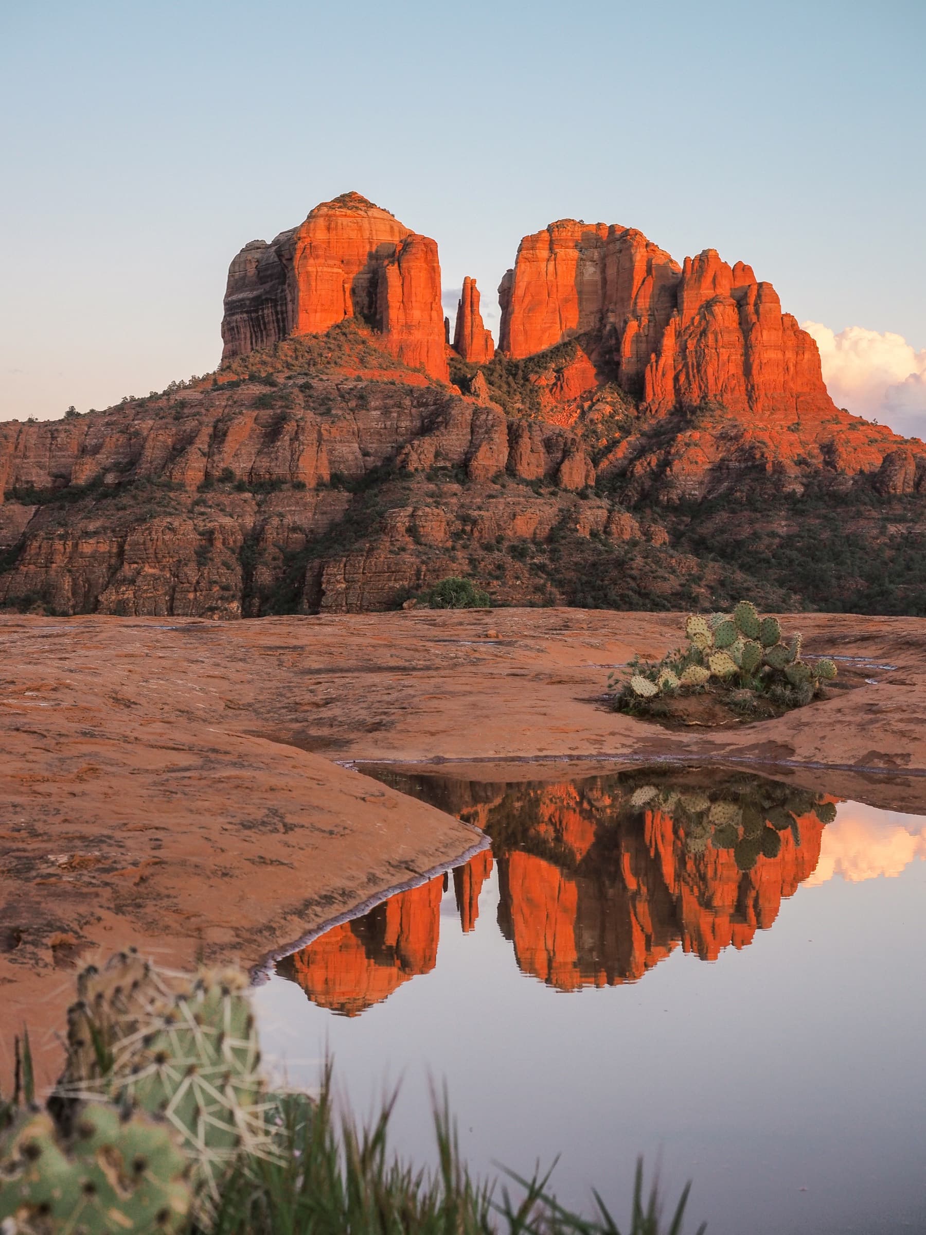 Red rock formations in the American Southwest at golden hour