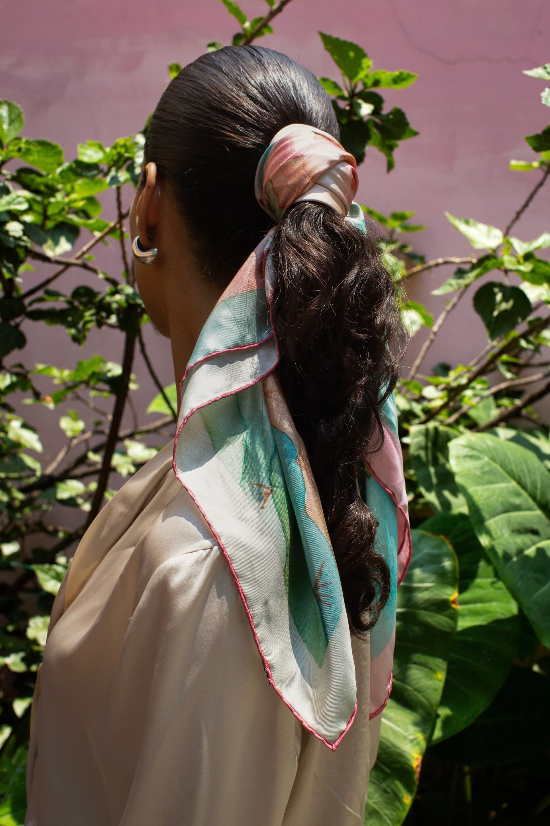 Dusty Bloom silk scarf — view 2 of 4