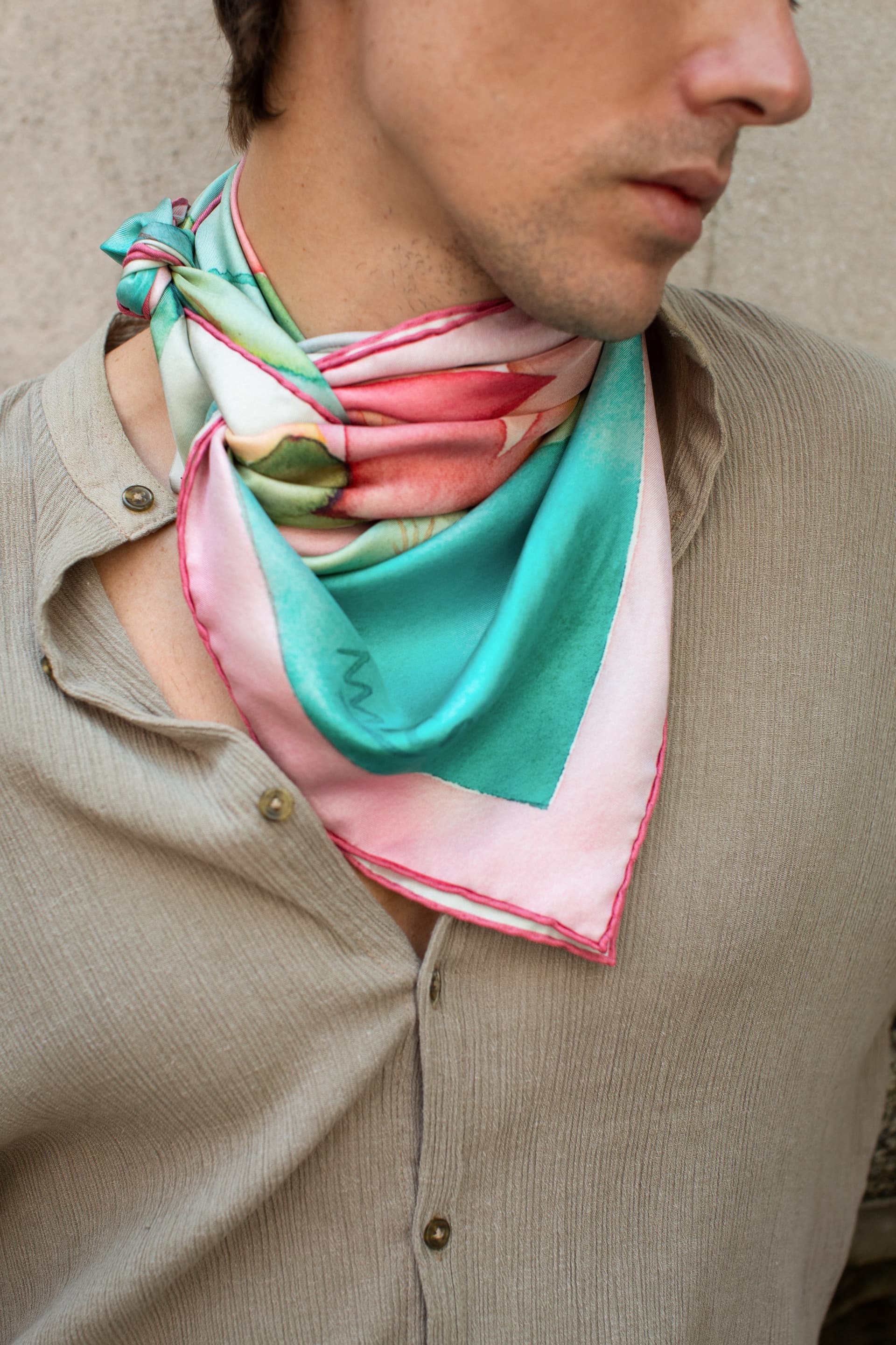 Dusty Bloom silk scarf — view 3 of 4